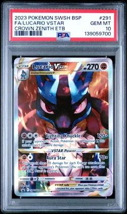 PSA 10 LUCARIO VSTAR SWSH291 CROWN ZENTIH ETB PROMO POKEMON CARD - Image 3