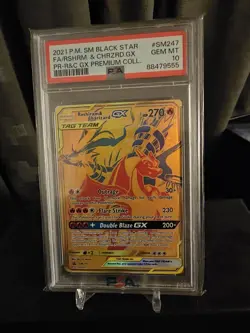 PSA 10 Reshiram & Charizard GX Premium Collection Black Star Promo Pokemon SM247 - Image 1