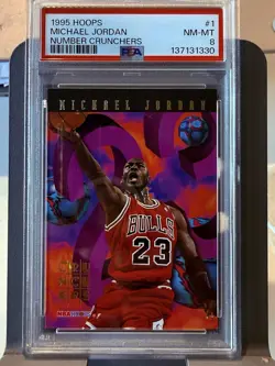 1995 HOOPS Number Crunchers Michael Jordan #1 PSA 8 Chicago Bulls Legend HOF - Image 1