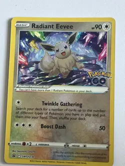 Pokemon TCG Radiant Eevee SWSH230 Black Star Promo Card Pokemon Go Near Mint - Image 1