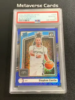 2024-25 Panini Donruss Optic Stephon Castle /24 Rated Rookie Blue Choice PSA 10 - Image 1