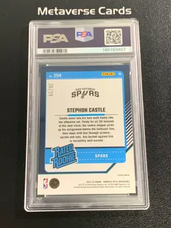2024-25 Panini Donruss Optic Stephon Castle /24 Rated Rookie Blue Choice PSA 10 - Image 2