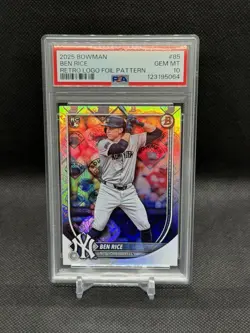 2025 Bowman #85 Ben Rice Retro Logo Foil Yankees RC PSA 10 POP 7 - Image 1