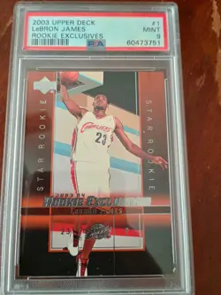 2003-04 Upper Deck Rookie Exclusives Star Rookie LeBron James #1 (RC)PSA 9 - Image 1