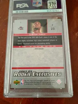 2003-04 Upper Deck Rookie Exclusives Star Rookie LeBron James #1 (RC)PSA 9 - Image 2