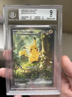 Pokemon Pikachu EX 276/217 Ascended Heroes SIR Beckett 9 Basic HP 200 Electric - Image 1