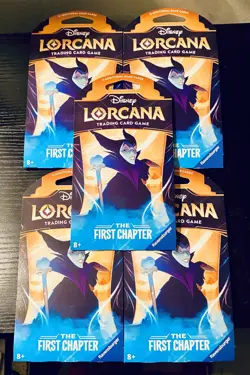 Disney Lorcana The First Chapter MALEFICENT SLEEVED Booster Pack LOT of 5 SEALED - Image 1