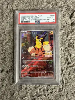 Detective Pikachu 2023 Pokemon Japanese SV-P Promo #098 Pre-Order PSA 10 - Image 1