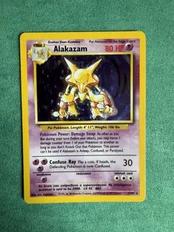 Pokemon TCG Base Set (Unlimited) Alakazam 1/102 Holo Rare LP - Image 1