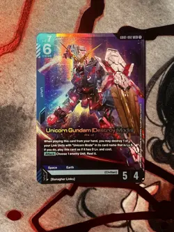 Gundam Card Game Newtype Rising Unicorn Gundam (Destroy Mode) GD01-002 LR NM - Image 1