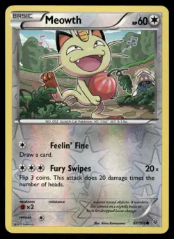 Pokemon Cards Meowth 67/108 Reverse Holo Roaring Skies Common NM *2 - Image 1