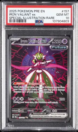 2025 POKEMON PRE EN-PRISMATIC EVOLUTIONS #157 IRON VALIANT EX PSA 10 - Image 1