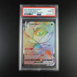 PSA 10 Celebi Vmax 199/198 Chilling Reign Rainbow Full Art Holo Pokemon Card - Image 1