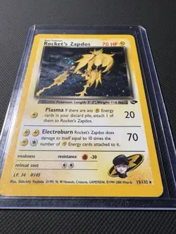 Pokemon TCG Rocket's Zapdos 15/132 Gym Challenge Holo Rare SWIRL Unlimited - Image 2