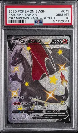 2020 POKEMON SWORD & SHIELD CHAMPION'S PATH SECRET FULL ART/CHARIZARD V PSA 10 - Image 1