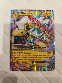 Pokemon XY Ancient Origins M Ampharos EX 28/98 Ultra Rare Holo LP Card - Image 1