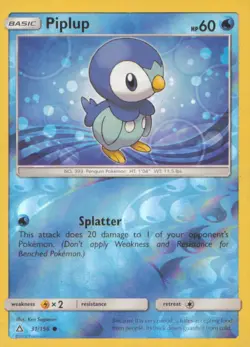 PIPLUP 31/156 COMMON ULTRA PRISM POKEMON REVERSE HOLO MODERATELY PLAYED - Image 1