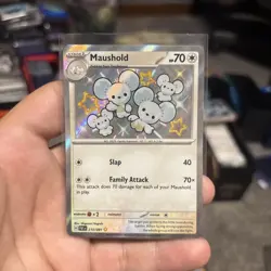 Pokemon TCG Maushold Shiny Card 210/091 SV Paldean Fates NM Shiny Rare - Image 1