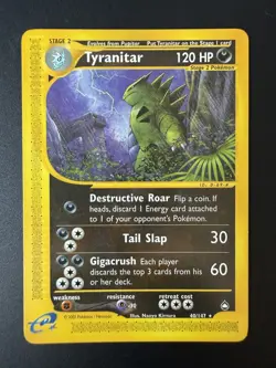 Tyranitar 40/147 Non Holo Rare Pokemon Card Aquapolis Set - Image 1