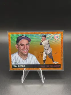2025 Topps Chrome Platinum Yogi Berra Orange Wave Refractor /25 - Image 1