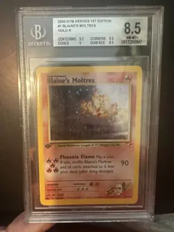 Blaine’s Moltres 1/132 Gym Heroes Set 1st Edition CGC Grade 8.5 Rare Holo Card - Image 1
