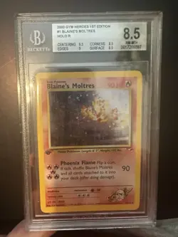 Blaine’s Moltres 1/132 Gym Heroes Set 1st Edition CGC Grade 8.5 Rare Holo Card - Image 2