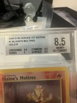 Blaine’s Moltres 1/132 Gym Heroes Set 1st Edition CGC Grade 8.5 Rare Holo Card - Image 3