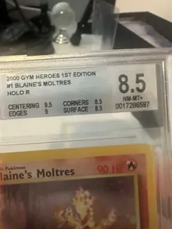 Blaine’s Moltres 1/132 Gym Heroes Set 1st Edition CGC Grade 8.5 Rare Holo Card - Image 4