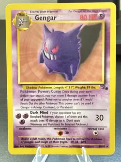 Pokemon TCG Gengar Fossil 20/62 Non-Holo Card Unlimited WOTC 1999 LP Vintage - Image 1