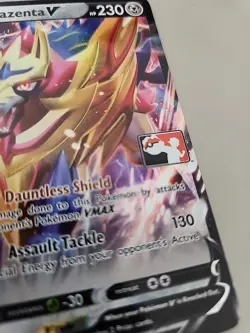 Pokemon Zamazenta V 139/202 Prize Pack Series 1 Card League Play Stamp Holo NM - Image 2