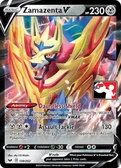 Pokemon Zamazenta V 139/202 Prize Pack Series 1 Card League Play Stamp Holo NM - Image 4