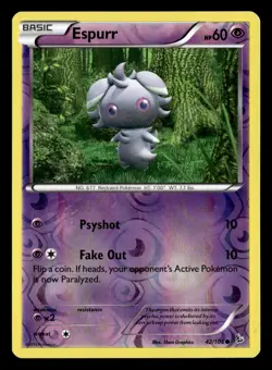 Espurr 42/106 Reverse Holo Common Flashfire Pokemon Card - Image 2
