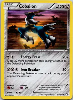 Cobalion 91/113 Holo Rare Legendary Treasures Pokemon Lightly Played - Image 1