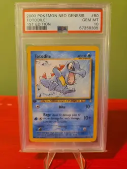 Pokemon Totodile 80/111 Neo Genesis 1st Edition PSA 10 - Image 1