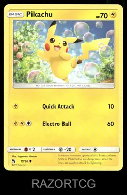 PIKACHU 19/68 C HIDDEN FATES POKEMON LP - Image 1