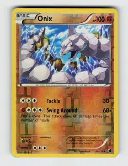 Onix 61/116 Reverse Holo Uncommon Plasma Freeze Pokemon 2013 Moderately Played - Image 1
