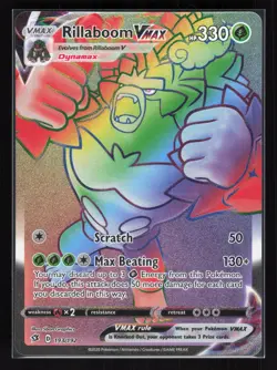 Rillaboom VMAX (Secret) Holo Secret Rare Pokemon SWSH02: Rebel Clash 193/192 NM - Image 1