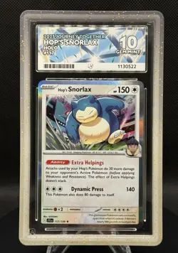 🌿😴 Pokemon TCG – Hop’s Snorlax 117/159 Holo – Journey Together – ACE 10 + GG - Image 1