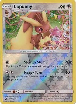 Pokemon - Lopunny - 107/156 - Reverse Holo - Ultra Prism - NM/M - Image 1