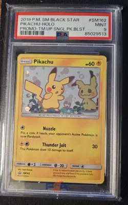 Pokemon Pikachu Mimikyu Team Up Black Star Promos Holo Card SM162 PSA 9 - Image 1