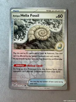 Pokemon TCG * Antique Helix Fossil 153/165 Common Reverse Holo * ME 151 NM - Image 1