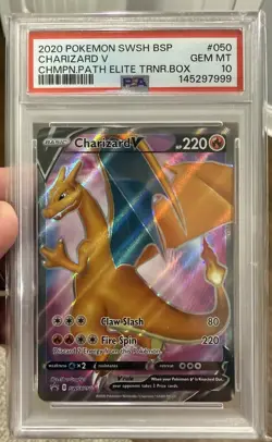 2020 POKEMON SWSH BLACK STAR PROMO #050 CHARIZARD V PSA 10 - Image 1