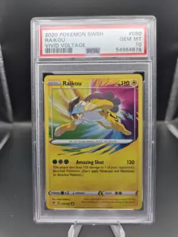 PSA 10 - 2020 Pokemon SWSH Vivid Voltage Raikou #050 - Image 1
