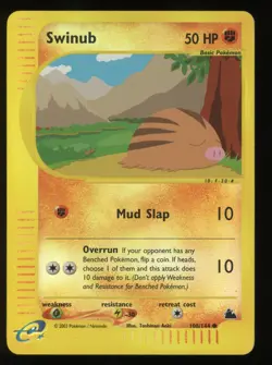 Swinub Pokemon TCG Skyridge 108/144 Reverse Holo Common Near Mint or Better - Image 1