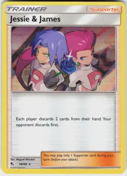 Jessie & James 58/68 Holo Rare Hidden Fates Pokemon NM - Image 2