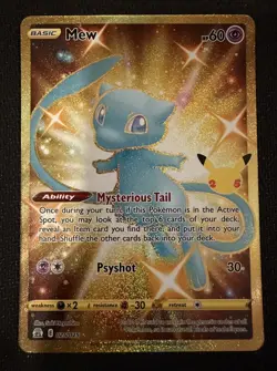 Pokemon TCG Gold Shiny Mew 25/25 Celebrations Ultra Rare Full Art 25 Anniversary - Image 1