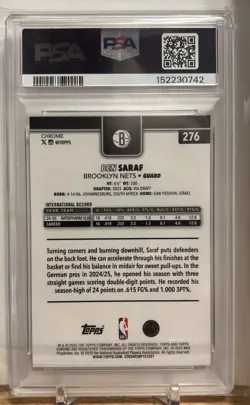 2025-26 Topps Chrome #276 Ben Saraf Yellow Basketball Refractor /275 PSA 10 - Image 2