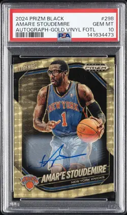 2024 PANINI PRIZM BLACK AUTO-GOLD VINYL FOTL #298 AMAR'E STOUDEMIRE 5/5 PSA 10 - Image 1
