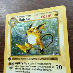 1ST EDITION Pokemon Base Set Shadowless Raichu Holo - Image 2