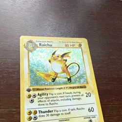 1ST EDITION Pokemon Base Set Shadowless Raichu Holo - Image 3